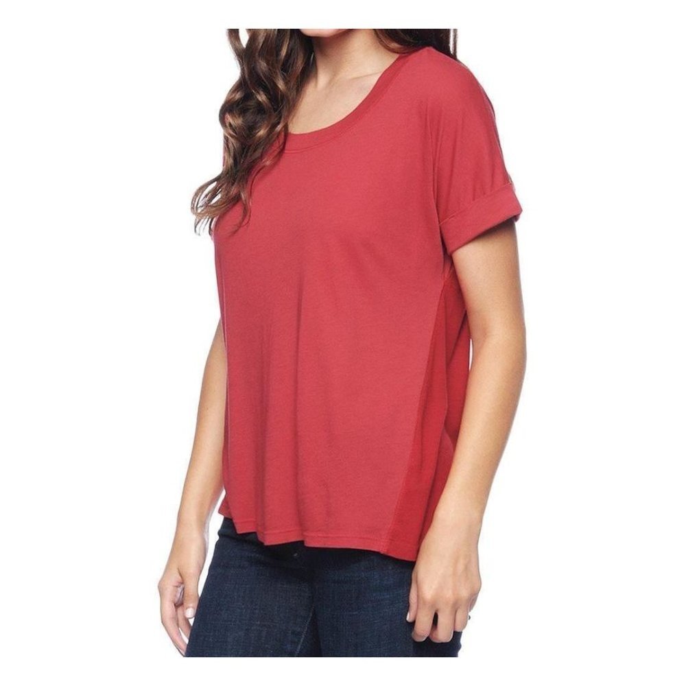 SPLENDID (CUR) Red LIGHT JERSEY RIB  Shirt TEE Top ST9683 ( M )